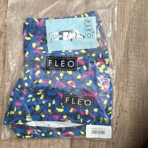FLEO women's XS athletic/gymnastics/tumbling shorts confetti burst NWT